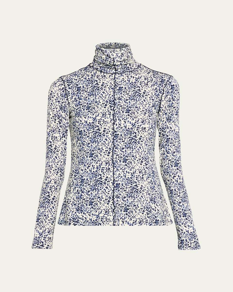 Audrey Cheetah Jersey Turtleneck Top